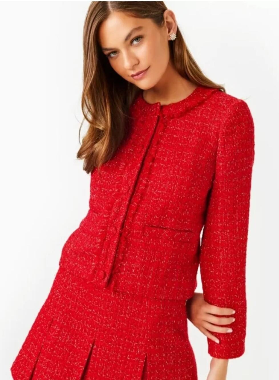 Lilly Pulitzer Masami Fiesta Boucle Jacket in Rococo Red Metallic Size 12 New